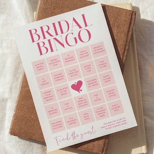 Schede bingo per spose, modello bingo per trovare l'ospite, giochi per addio al nubilato stampabili da scaricare all'istante, addio al nubilato, Pretty In Pink