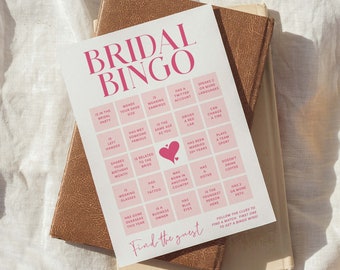 Bridal Bingo Cards, Find The Guest Bingo Template, Printable Bridal Shower Games Instant Download, Hens Party, Pretty In Pink