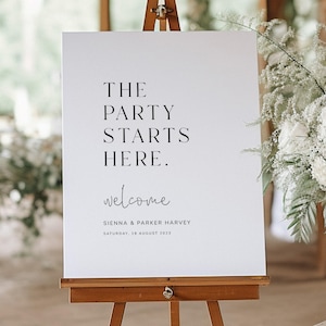 The Party Starts Here Sign, Modern Wedding Welcome Sign Template, Printable Wedding Sign Download, Minimalist Wedding Decor, VIENNA