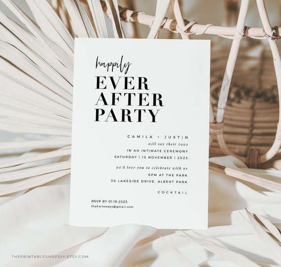Happily Ever After Party Invitations Printable Wedding - Etsy