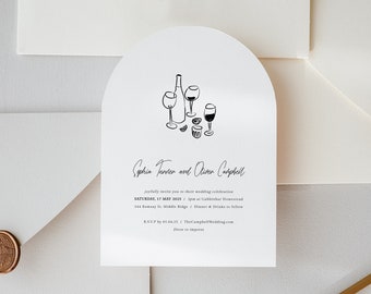 Arch Wedding Invitation Template, Italian Inspired Wedding Invite, Winery Wedding Invitation Digital Download, #Hera
