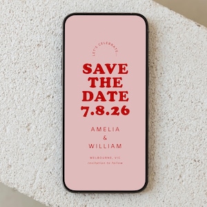 Pink Save The Date Digital Download, Engagement Save The Date Template, Electronic Save Our Date Wedding Invitation, #Sweet Thing image 1