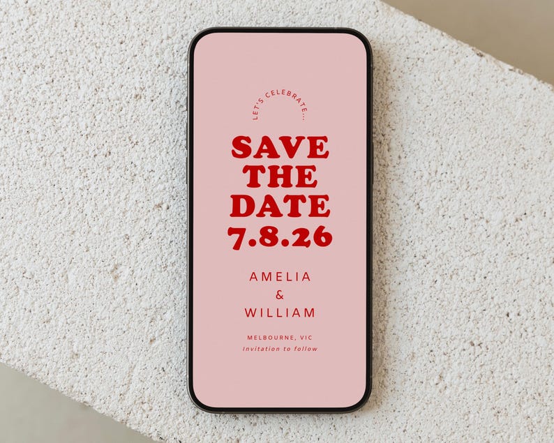 Pink Save The Date Digital Download, Engagement Save The Date Template, Electronic Save Our Date Wedding Invitation, #Sweet Thing image 1