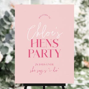 Hens Party Welcome Sign Template Download, Printable Hens Party Signage, Hens Party Decor, Boho Bridal Shower Signs, Pretty in Pink
