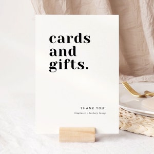 Modelo de placa para cartões de casamento e presentes para impressão, download, sinalização de casamento minimalista moderna, decoração de recepção, amor ousado