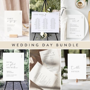 Modern Wedding Bundle Template, On The Day Wedding Stationery, Minimalist Wedding Welcome Sign, Guest Menu Download, MONOGRAM