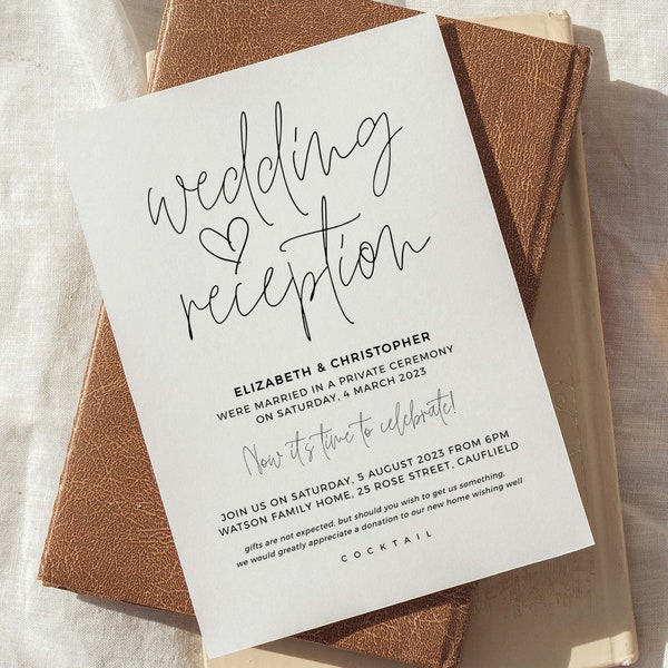 Wedding Reception Invitation Photo, Boho Invitation Template, Elopement Announcement Invitations, Editable Invites, Boho