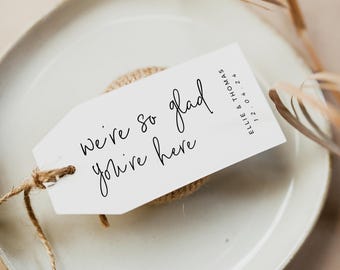 Wedding Favour Thank You Tags, We&#39;re So Glad You&#39;re Here, Printable Tag Template Download, Wedding Reception Ideas, Lovers