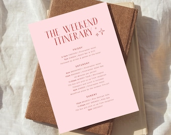 Bridal Shower Itinerary Template, Pink Hens Weekend Itinerary, Bachelorette Party Timeline, Hen Party Itinerary Download, #Entourage