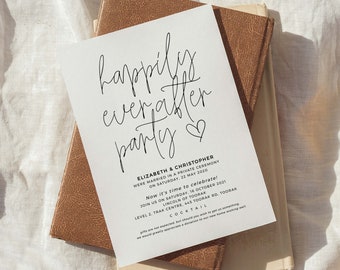 Elopement Wedding Reception Invites, Happily Ever After Party Invitation, Modern Wedding Invitation Template Download, Boho