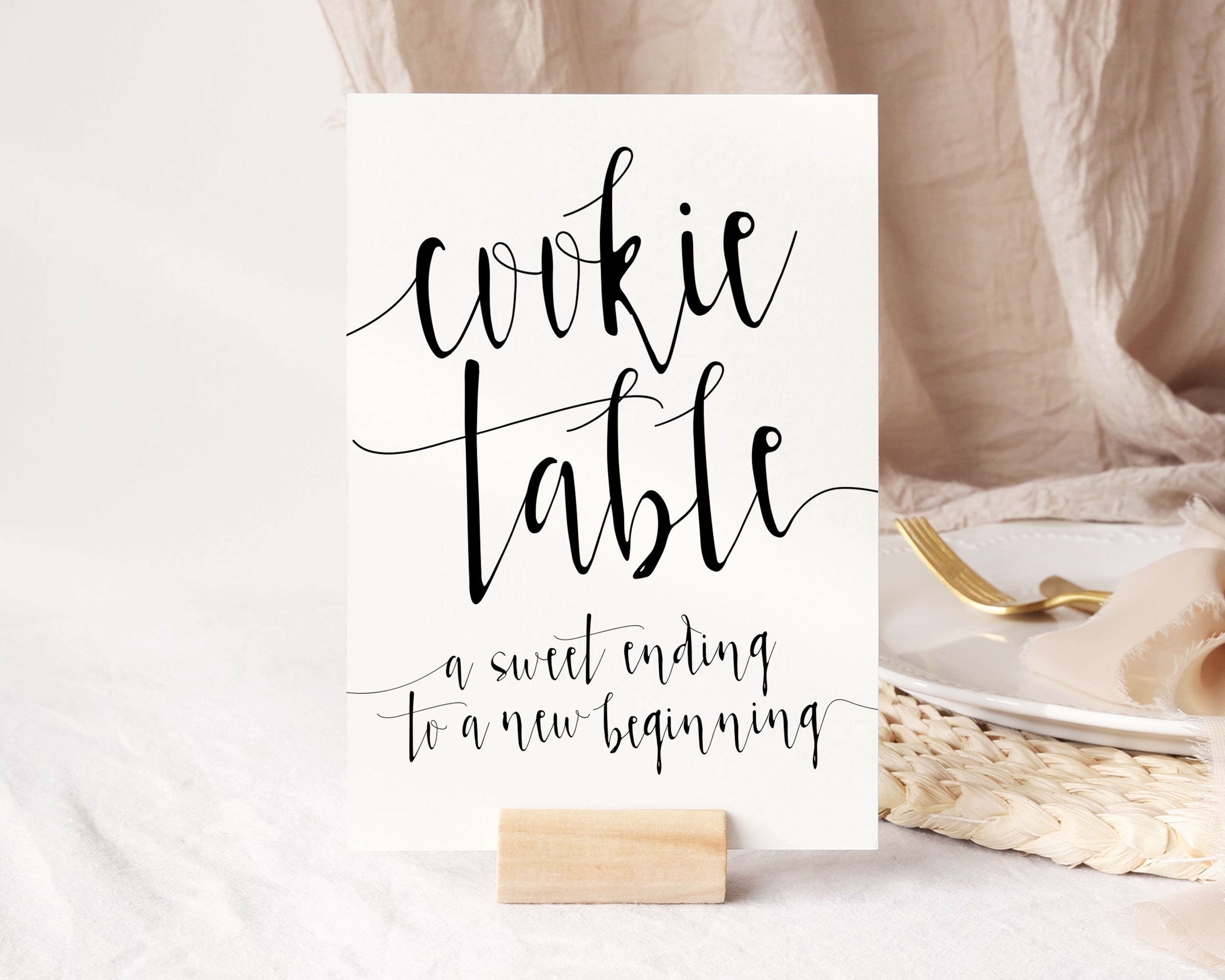 Cookie Table Sign Wedding A Sweet Ending to A New Beginning picture