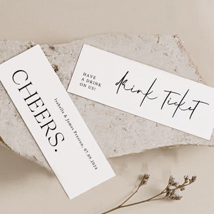 Plantillas para imprimir de boletos para bebidas de boda, decoración para recepción de boda, fichas de bar, cupones para bebidas, SWEEHEART