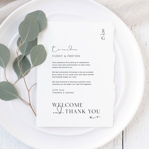 Moderne Minimalistische Dankeskarten-Vorlage, Danksagungs-Karte personalisiert, Hochzeit-Willkommens-Karten-Download, MONOGRAMM