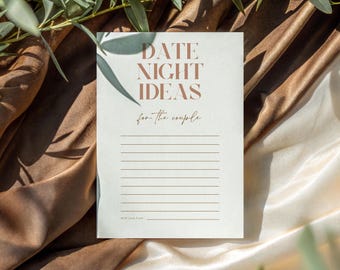 Printable Bridal Shower Date Night Idea Cards Template