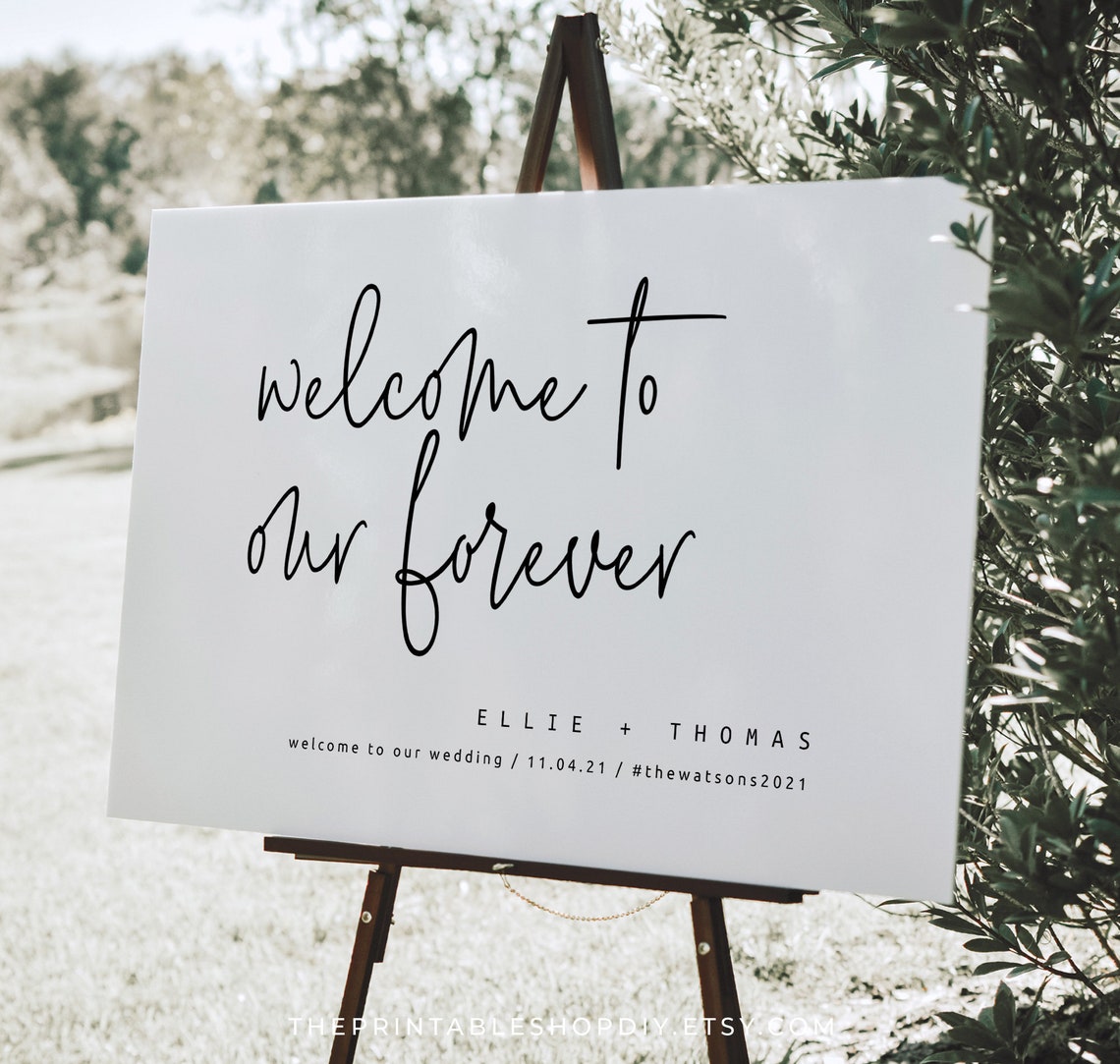 Modern Wedding Welcome Sign Template Welcome to Our Forever - Etsy