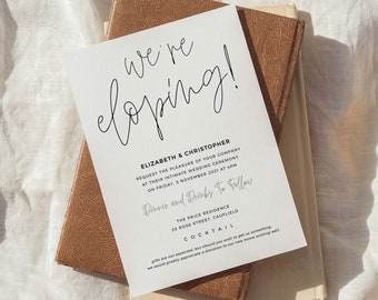 We're Eloping Invitation, Boho Elopement Announcement Template, Reception Invitation Instant Download, Boho