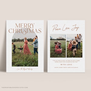 Frohe Weihnachten druckbare digitale Karte Download, Bogen Weihnachtsfotokarte, bearbeitbare Familienfoto Weihnachtskarte, EROS