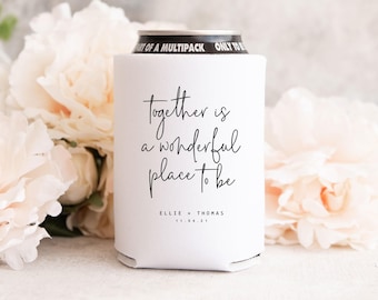 Wedding Favour Stubby Holder, Printable Wedding Can Cooler Download, Boho Wedding Decor, Together Is A Wonderful Place To Be, #Lovers