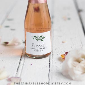 Rustic Wine Bottle Labels, Bridal Shower Wine Label Template, Greenery Wine Labels, Wedding Favors, Instant Download,