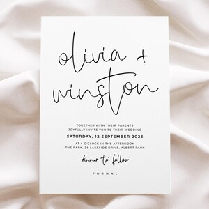 Minimalist Wedding Invitation Template: Olivia Style (Digital Download)