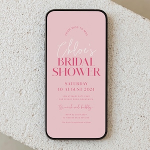 Modern Pink Bridal Shower Invitation Template, Digital Bridal Shower Invitation Instant Download, #Pretty In Pink