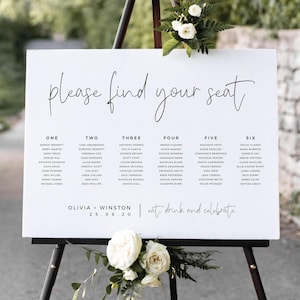 Minimalist Wedding Seating Chart Template, Black and White (Digital Download)