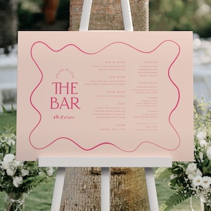 The Bar Menu horizontale, große Hochzeitsbar-Speisekarte, gewelltes Barschild, Barkarte, Barkarte, Cocktailkarte, Barkarte, Barmenü, Barmenü, Bar Menükarte, #Adore