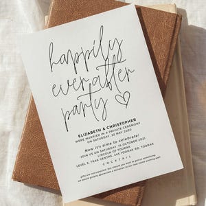 Elopement Wedding Reception Invites, Happily Ever After Party Invitation, Modern Wedding Invitation Template Download, Boho