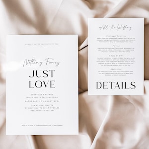 Nothing Fancy Just Love Wedding Invitation Template Download, Modern Wedding Invitation Suite, Printable Wedding Invites, Beloved