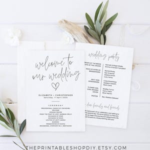 Order of Service Wedding Template, Printable Order of the Day, Wedding Programs PDF, Templett Program, Instant Download, Boho