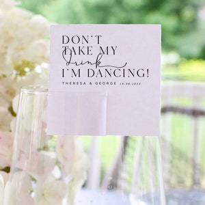 Don't Take My Drink I'm Dancing, Printable Wedding Tags Template, Drink Tags, Drink Labels, Digital Download, MONOGRAM