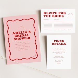 Wave Bridal Shower Invitation Pink, Printable Bridal Shower Invitation Template, Bridal Shower Invites, Digital Download, Sweet Thing