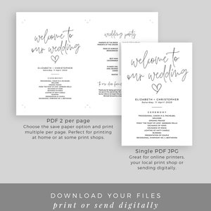 Order of Service Wedding Template Printable Order of the Day | Etsy