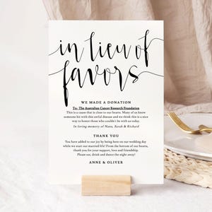 In Lieu Of Favors Sign, Wedding Favors Sign Template, Wedding Favours For Guests, Rustic Wedding Sign Download, ANNE