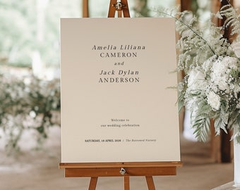 Elegant Wedding Welcome Sign Template, Classic Wedding Signage, Beige Wedding Decor, Modern Wedding Sign Download, #Poetic