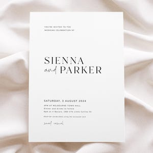 Simple Wedding Invitation Template Download, Modern Minimalist Wedding Invitation Download, Classic Wedding Invites, VIENNA