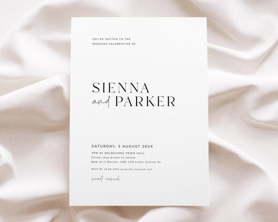 Modern Minimalist Wedding Invitation Template, Vienna (Digital Download)