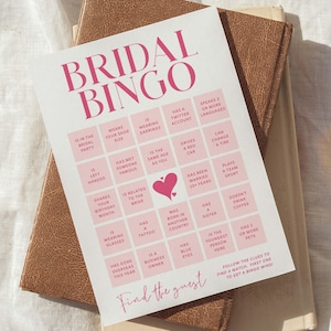 Bridal Bingo Cards, Find The Guest Bingo Template, Printable Bridal Shower Games Instant Download, Hens Party, Pretty In Pink