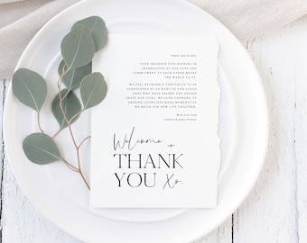 Reception Thank You Card Download, Wedding Table Thank You Card, Modern Minimalist Wedding Template, Welcome Card, SWEETHEART