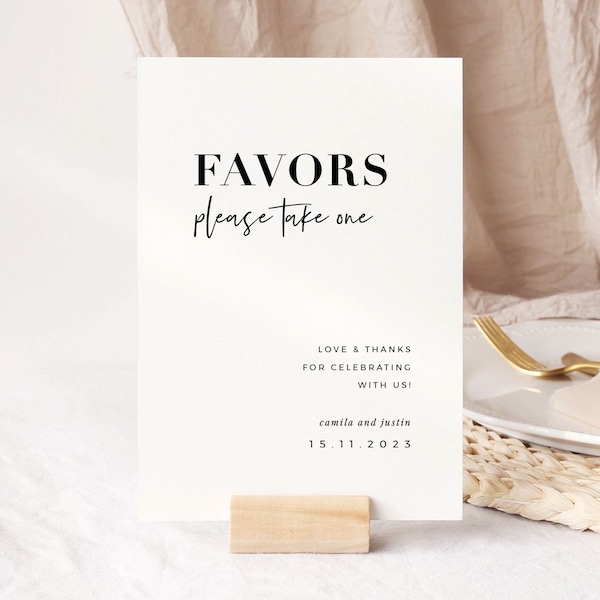 Favors Sign Printable, Modern Wedding Favours Sign Template, Take a Favor Sign, Wedding Favors For Guests, #Weekend In Paris