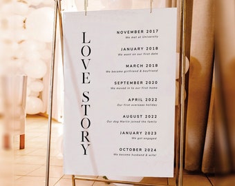 Our Love Story Date Wedding Sign Template, Modern Wedding Decor, Our Story Timeline, Printable Love Story Signage, #Initials