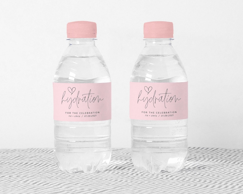 Wedding Water Bottle Label Template, Printable Drink Bottle Labels, Boho Wedding Favours, Bridal Shower Favors, Boho image 1