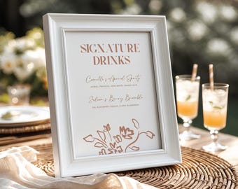 Signature Drinks Sign Download, His and Hers Cocktail Menu, Printable Wedding Drinks Sign Template, #Renaissance