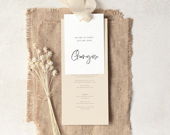 Modern Wedding Menu and Name Tag Template (Digital Download)