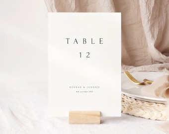 Minimalist Wedding Table Numbers, Classic Wedding Decor, Elegant Table Number Download, Printable Wedding Signs, Everlasting