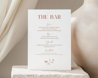 Elegant Wedding Bar Menu Template: Printable Reception Drink Sign (Digital Download) #Renaissance