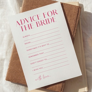 Advice For The Bride Cards Downloadable, Printable Bridal Shower Games, Bridal Shower Advice Cards Template, Pretty In Pink