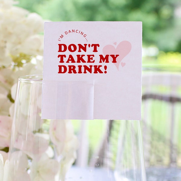 Don't Take My Drink Coaster, Modern Wedding Reception Ideas, Wedding Drink Tags, Drink Saver, Digital Download, Sweet Thing