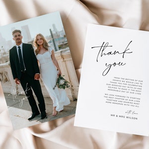 Cartões de agradecimento de casamento Boho com foto, modelo de cartões de agradecimento de casamento para impressão, download digital, modelo, #Soul Love