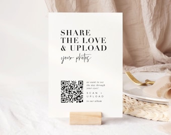 Share The Love Sign Digital Download, Wedding QR Code Sign Template, Photo Guest Book Sign Printable, #Weekend In Paris